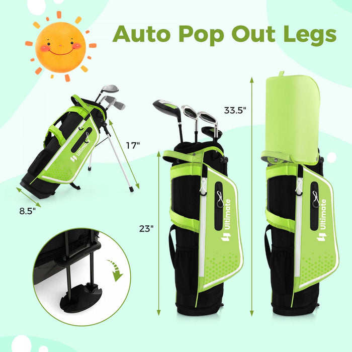 Ultimate Kids Golf Practice Set Junior Complete Golf Club Set For Kids Age 5-7 Years Old Green