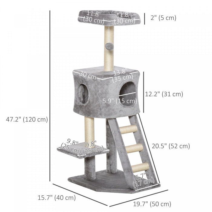 Pawhut 47 Inches Cat Tree, Multi-level Cat Tower With Condo, Cat Climbing Activity Center With Sisal