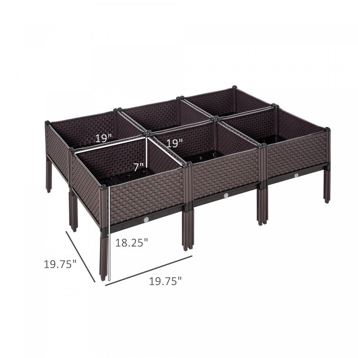 Outsunny Set Of 6 Garden Raised Bed, Elevated Planter Box, Flower Vegetables Planting Container With