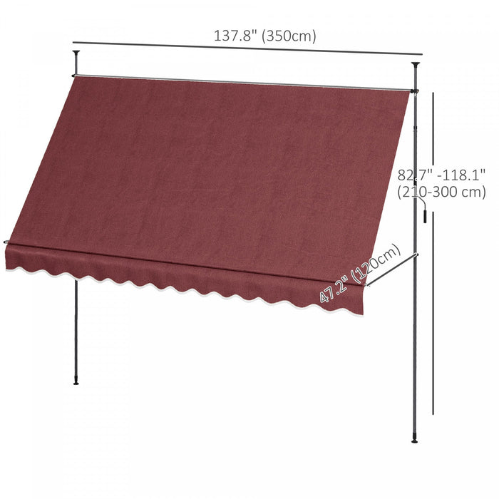 Outsunny 11.5' X 4' Manual Retractable Awning, Non-screw Freestanding Patio Sun Shade Shelter With S