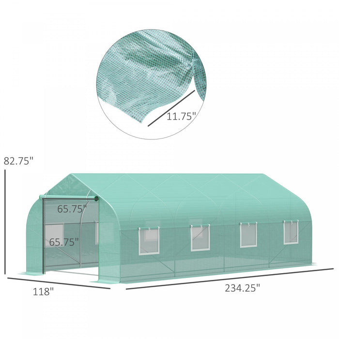 Outsunny 20x10x7ft Walk-in Steeple Greenhouse Outdoor Backyard Plant Seed Growth Shed Tunnel Warm Ho