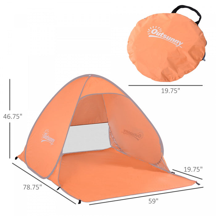 Outsunny Pop Up Beach Tent Portable Sun Shelter Uv Protection Outdoor Patio With Carry Case & Stakes