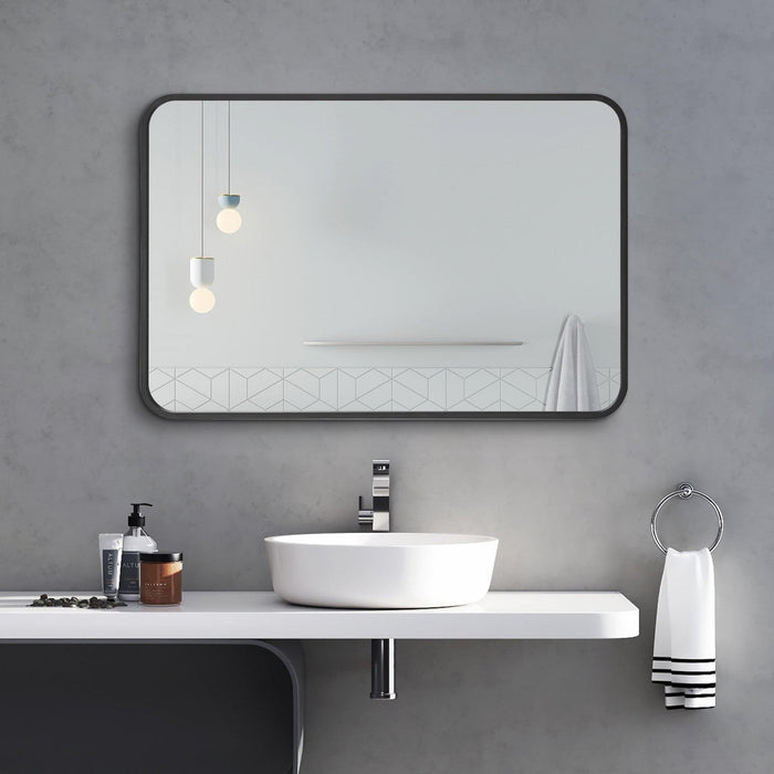 Arcus 30\" X 40\" Hand Crafted Rectangular Round Mirror - Black