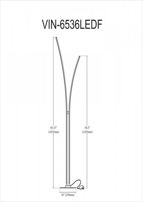 Dainolite Vincent Floor Lamp 34w Matte Black White Acrylic Diffuser