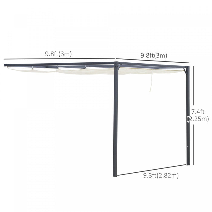 Outsunny 10'x10' Outdoor Pergola Gazebo With Retractable Canopy & Metal Frame & Pa Coated Sun Shelte