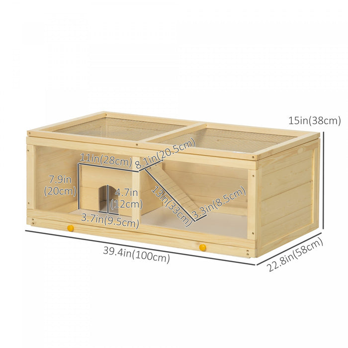 Pawhut Wooden Hamster Cage, Small Animals Kit Hutch, Exercise Play House For Dwarf Hamsters, Gerbils