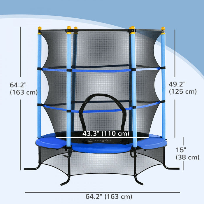 Soozier Trampoline For Kids, 5ft Kids Trampoline With Safety Enclosure Net, Heavy-duty Steel Frame, 