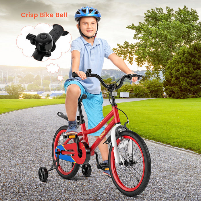 Costway 18" Kid's Bike With Removable Training Wheels & Basket For 4-8 Years Old Red