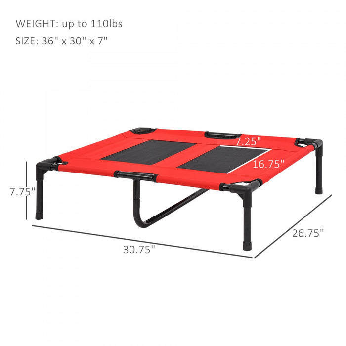 Pawhut Elevated Dog Bed, Dog Cot Bed, Cooling Raised Pet Cot Indoor Outdoor With Washable Breathable