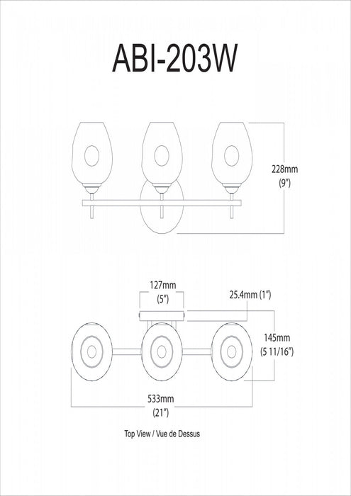 Dainolite Abii 3 Light Vanity Light Polished Chrome Finish Clear Glass Lamp