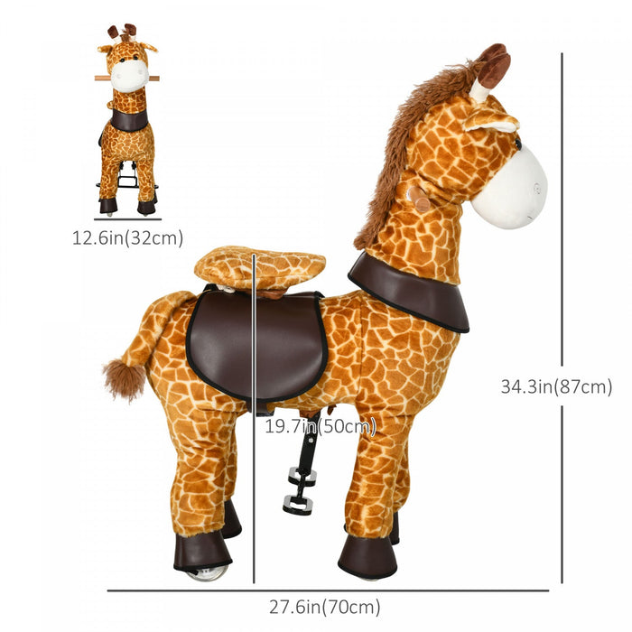 Qaba Ride On Horse Walking Horse Mechanical Rocking Horse Riding Pony Toy With Wheels Gift For 3-6 Y
