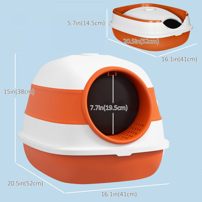 Pawhut Foldable Cat Litter Box With Lid, Covered Litter Box W/ High Sides, Air Freshener, Large Fron