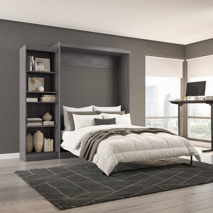Bestar Pur Queen Murphy Bed with Shelving Unit 90-Inch Wall Bed
