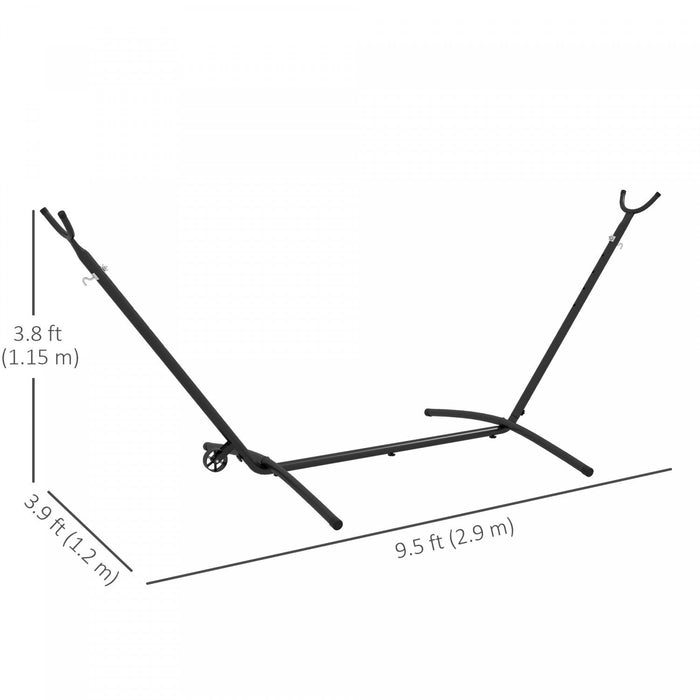 Outsunny Hammock Stand Only W/ Wheels, Adjustable Hammock Stand, Black