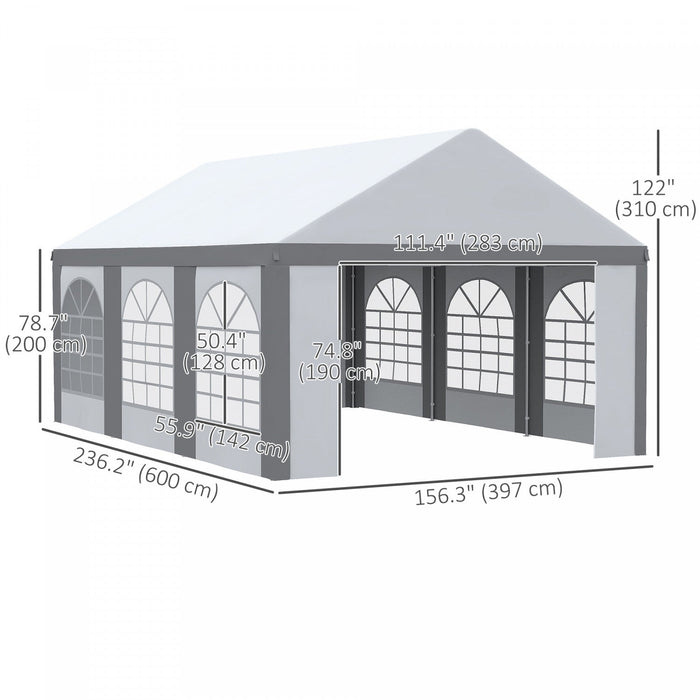 Outsunny 20 X 13ft Party Tent With Sides, 6 Windows And 2 Doors