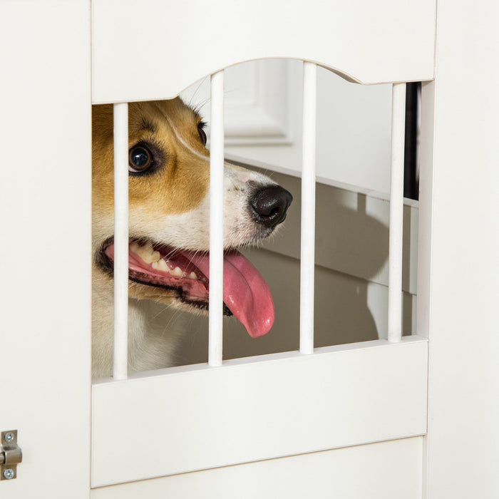 Pawhut 29.5\" Wooden Dog Cage With Windows, End Table Furniture Style, Modern Pet Kennel With Lockabl