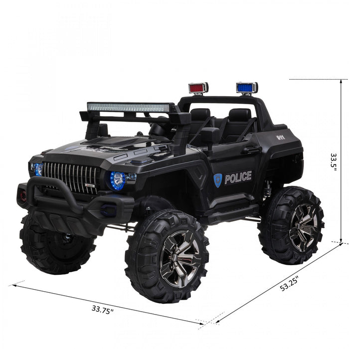 Aosom Kids Ride-on Car 12v Rc 2-seater Police Truck Electric Car For Kids With Full Led Lights, Mp3,