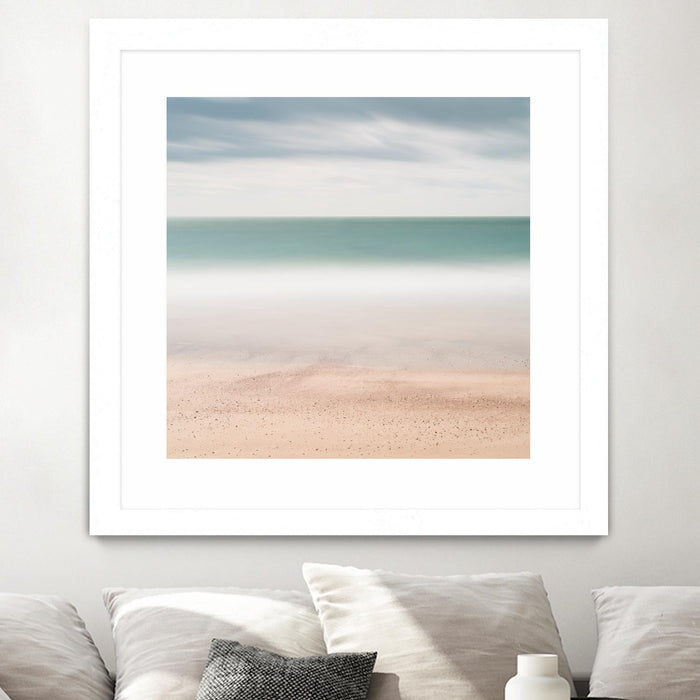 \"Beach, Sea, Sky\" Matted and Framed White 30x30 Wall Art
