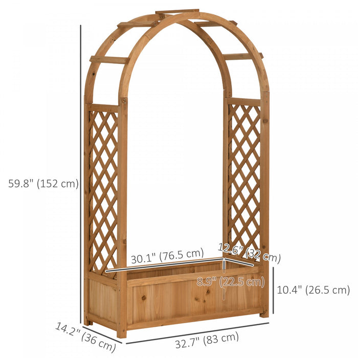 Outsunny Raised Garden Bed with Arch Trellis Outdoor Planter Box, Brown