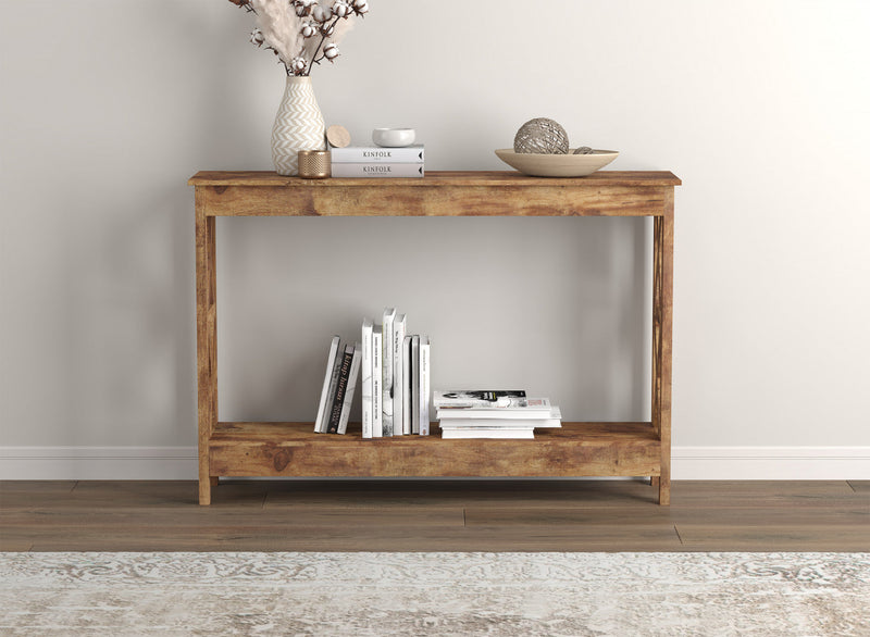 47” Console Table With 1 Shelf - Brown Reclaimed Wood 