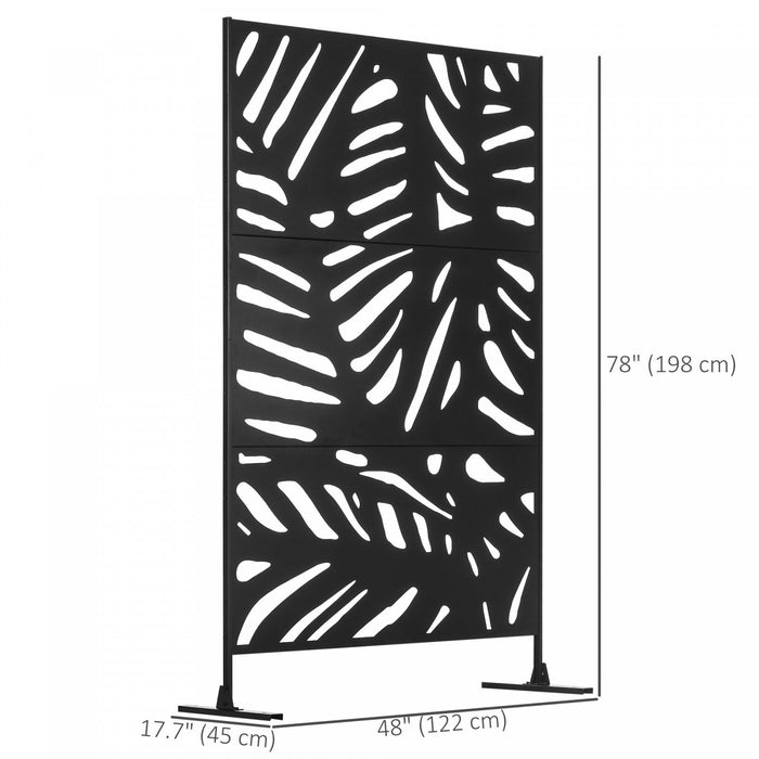 Outsunny Metal Outdoor Privacy Screen With Stand For Garden Backyard Black