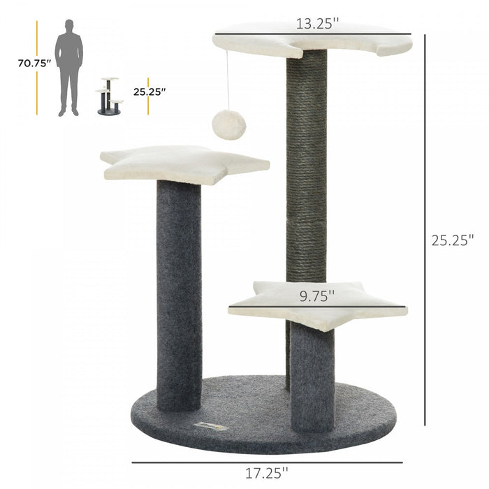 Pawhut 30\" Cat Tree Kitty Activity Center Climbing Toy Rest Pet Furniture With Sisal Scratching Post