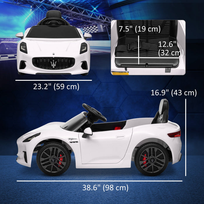 Qaba 12v Electric Car For Kids, Maserati Gran Turismo Licensed Battery Powered Ride-On Kids Car With
