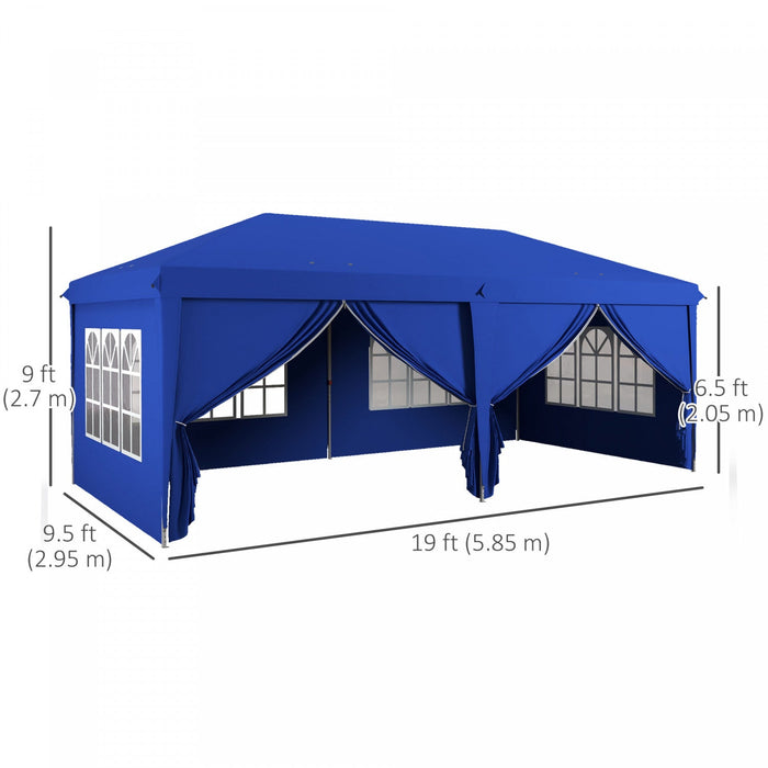 Outsunny 10'x20' Pop Up Tent Outdoor Easy Folding Gazebo Party Tent Blue