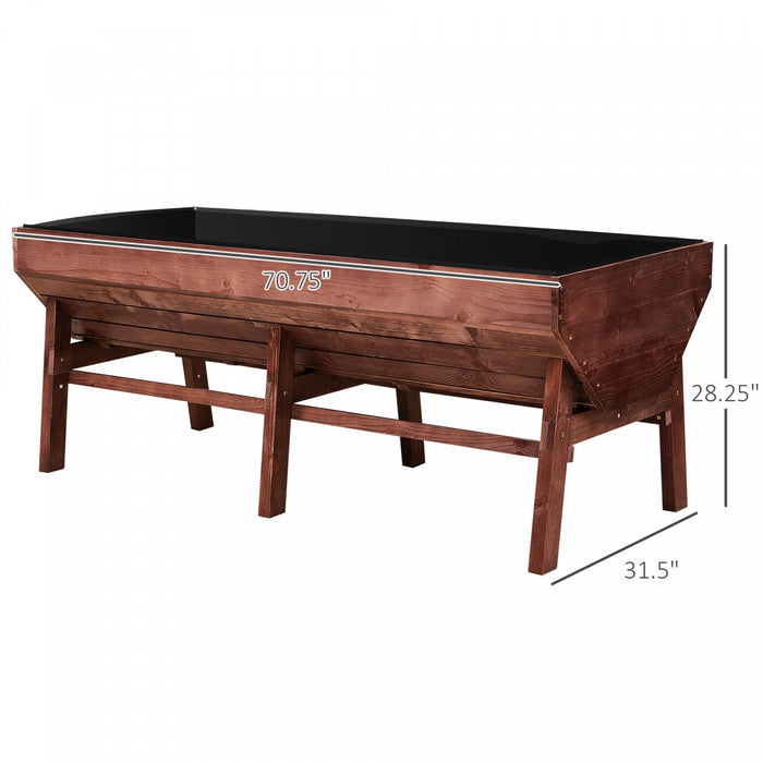 Outsunny 71'' X 32' X 28'' Wooden Raised Garden Bed, Planter Box With Non-woven Fabric, Free Standin