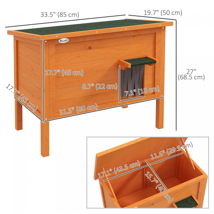 Pawhut Outdoor Cat House, Wooden Insulated Cat Shelter With Asphalt roof, removable Floor, Foam, For