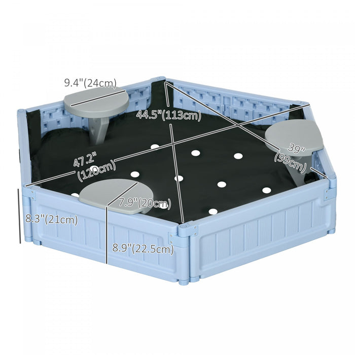 Diy Kids Sandbox With Waterproof Oxford Cover, Sand Playset Station With Bottom Fabric Liner, For 3-