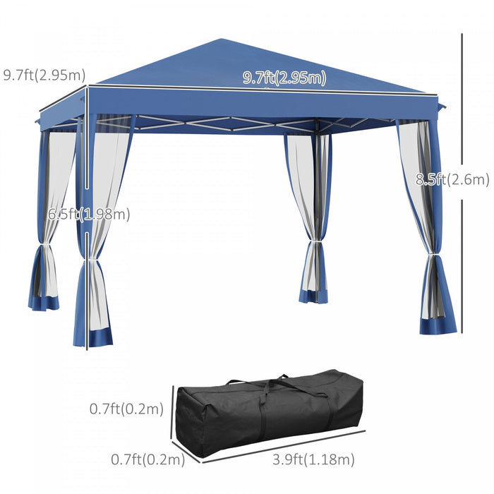Outsunny 10' X 10' Pop Up Canopy Tent Gazebo With Removable Mesh Sidewall