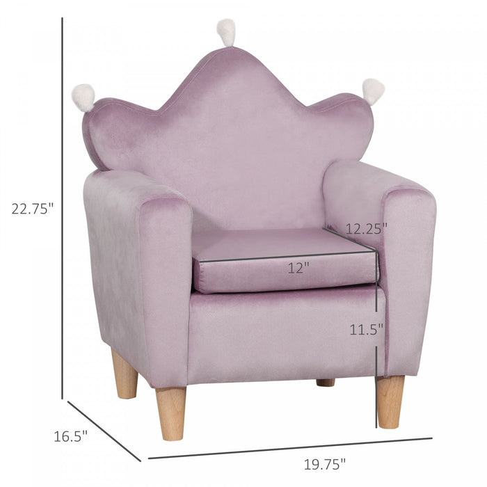 Qaba Kids Sofa, Armrest Toddler Sofa With High Back Rest, Wooden Frame, Soft Dutch Velvet, Baby Sofa