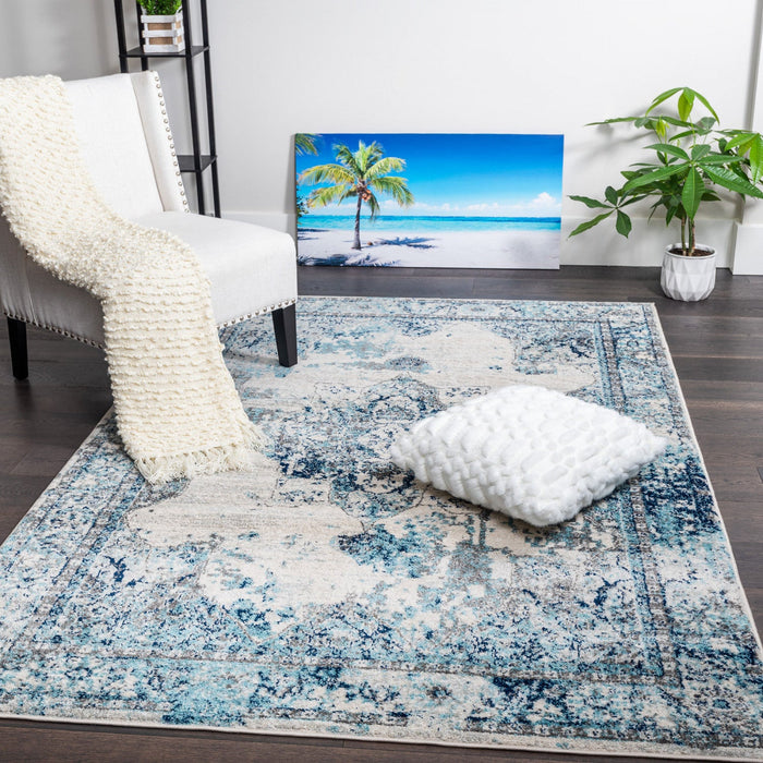 Roma Diamond Blue 4x6 Area Rug 