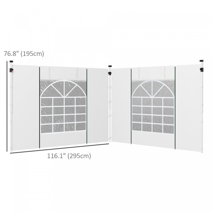 Outsunny Instant Canopy Sidewalls With Windows And Doors, For 10' X 10' Or 10' X 20' Pop Up Canopy, 