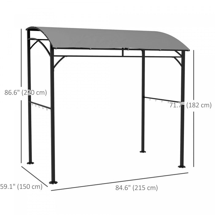 Outsunny 7' X 5' Bbq Grill Gazebo Tent With Steel Frame Hooks Grey