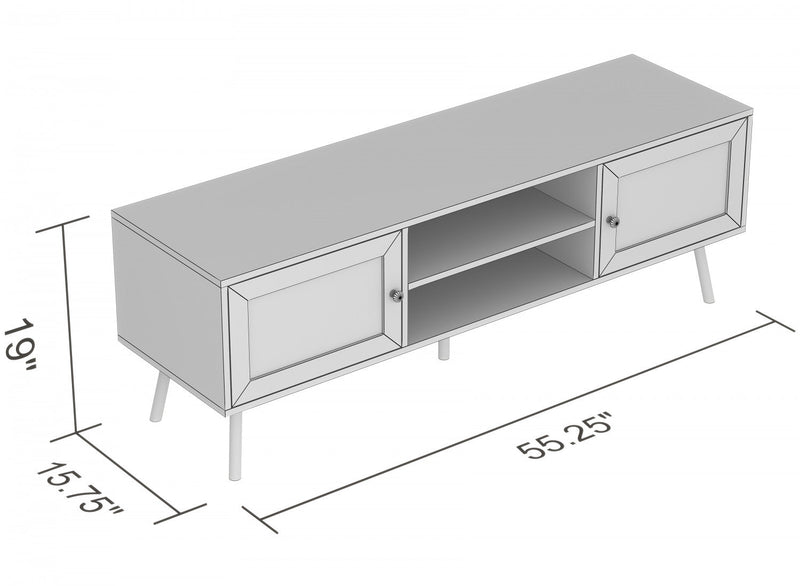 TV Stand With 2 Doors And 2 Shelves - Brown Natural Wood Look 