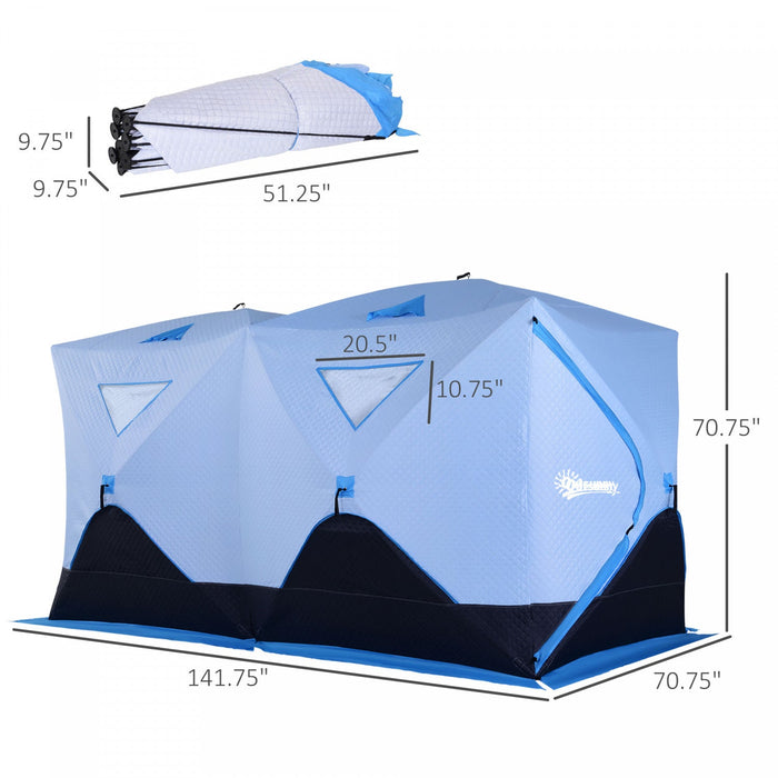 Outsunny 8-person Pop-up Ice Fishing Tent, Insulated Ice Fishing Shelter With Ventilation Windows, D