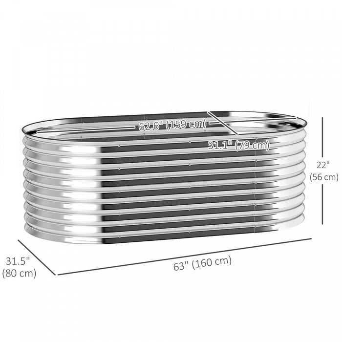 Outsunny 5.2 x 2.6 x 1.8ft Galvanized Raised Garden Bed, Easy DIY, Silver