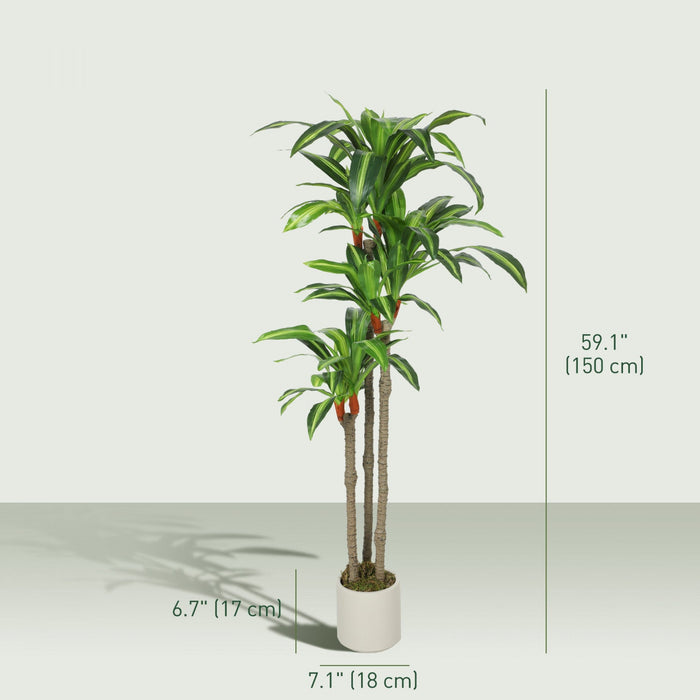 HOMCOM 5FT Artificial Dracaena Tree, Lifelike Fake Plant for Home Decor