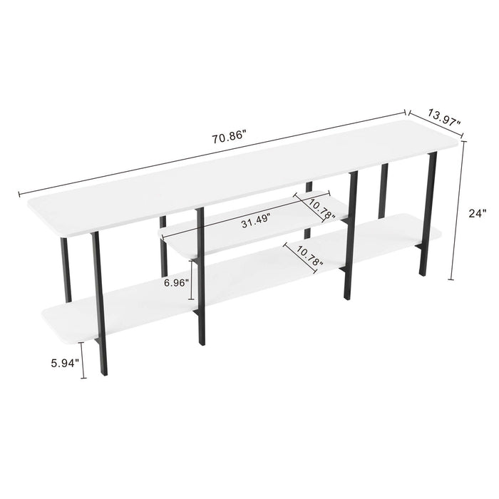 Celine Contemporary Modern 71\" Console Table in White (3-Shelf) 