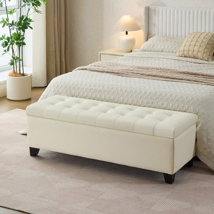 Sophia 48\" Storage Ottoman Bench with Legs End of Bed Bench,Beige  