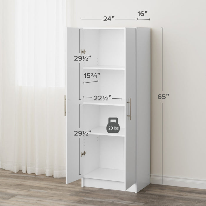 Elite Deep Storage Cabinet with Fixed & Adjustable Shelves - White
