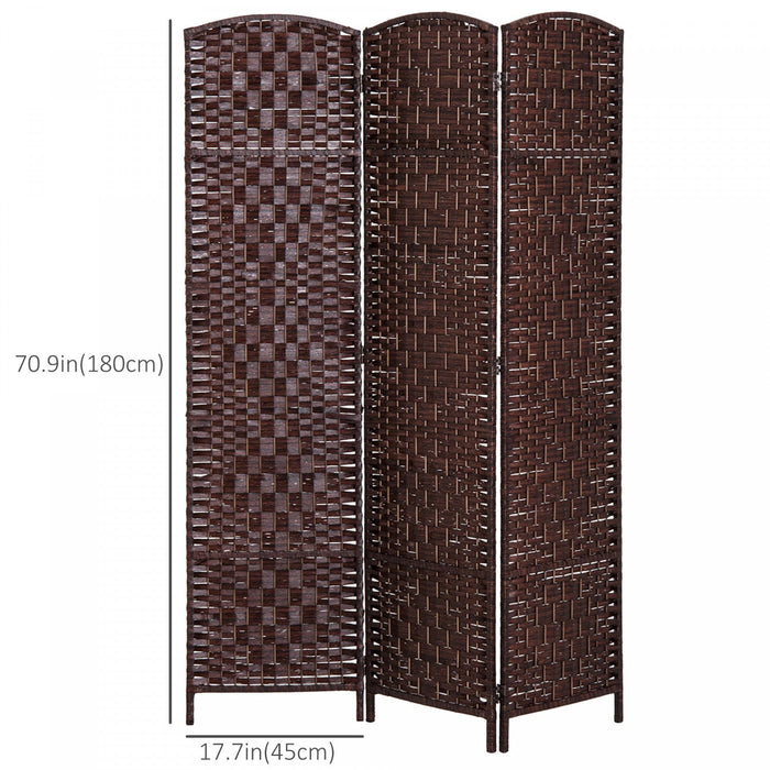Homcom Double Hinged Woven Wicker Room Divider And Privacy Screens