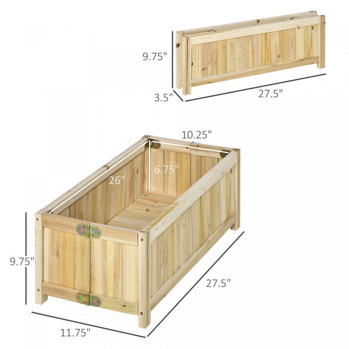 Outsunny 28'' X 12'' Foldable Raised Garden Bed, Elevated Planter Box, Wooden Planting Bed For Backy