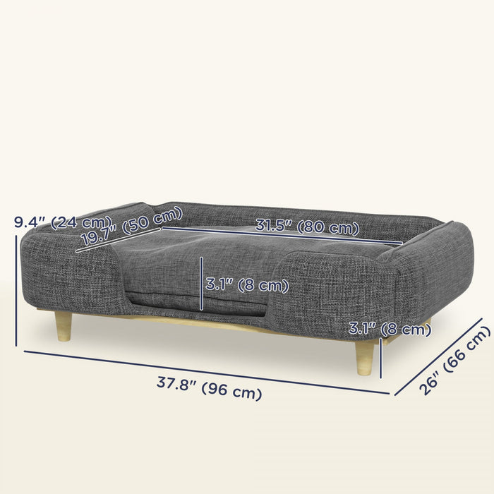 Pawhut Dog Sofa, Elevated Dog Couch For Large Dogs, Removable Washable Pet Sofa Cat Bed With Anti-sl
