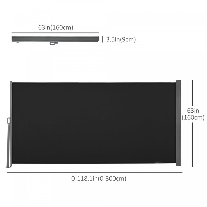 Outsunny 118\" X 63\" Retractable Side Awning Patio Outdoor Folding Privacy Screen With Resistance To 