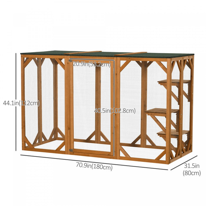 Pawhut Cat Cage Indoor Catio Outdoor Cat Enclosure Pet House Small Animal Hutch For Rabbit, Kitten, 