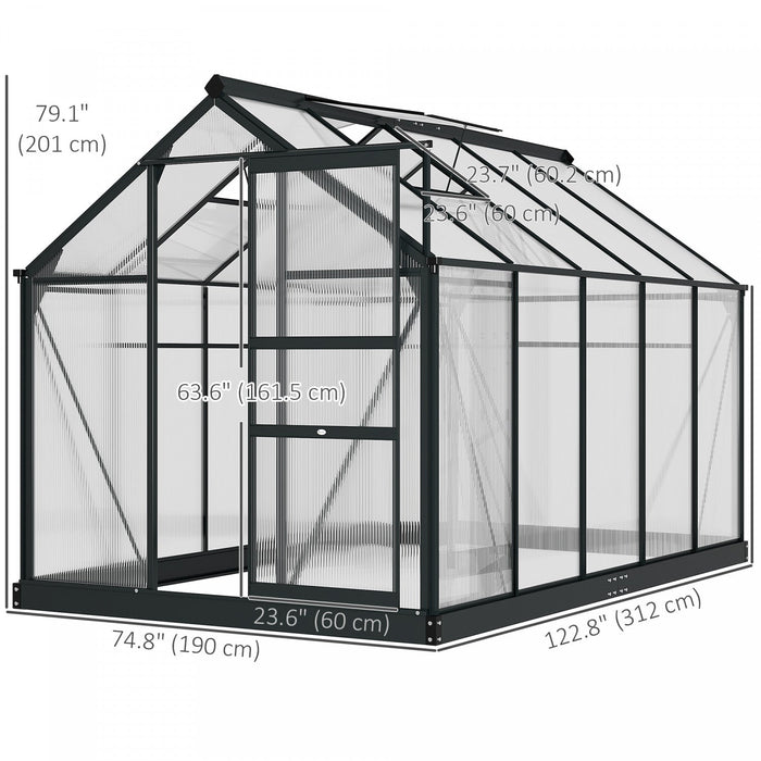 Outsunny Greenhouse, Walk-in Hot House, Clear Pc Board With Sliding Door