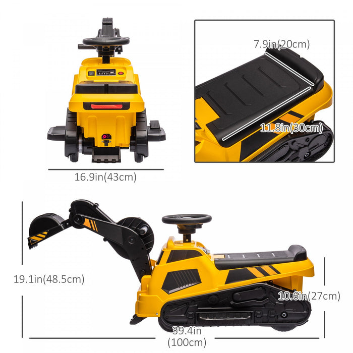 Aosom 6v Electric Powered Ride-On Tractor, 3 In 1 Electric Ride On Excavator, Bulldozer, Road Roller